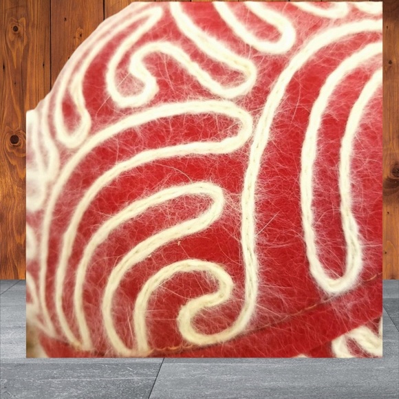 VINTAGE Wool Angora Bucket Hat Gatsby Flapper Costume Grandma Core Red Embroider - Picture 8 of 16